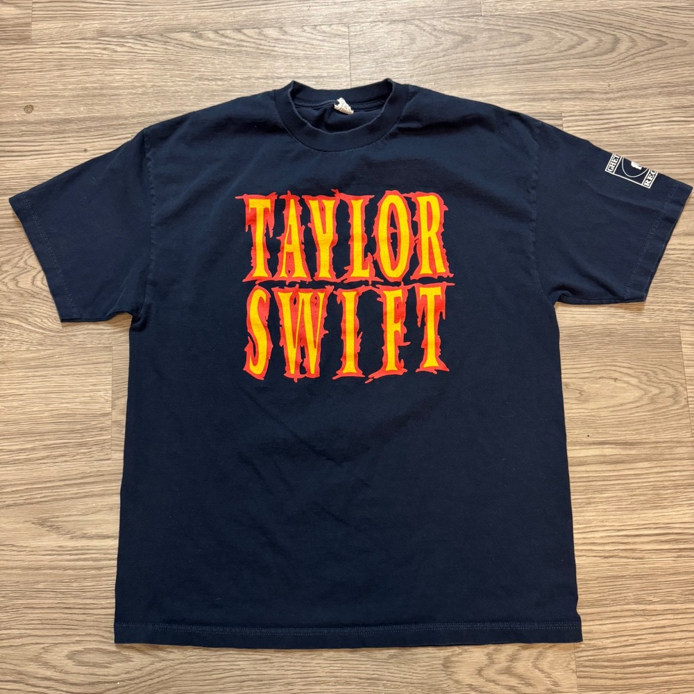 Vintage Y2K Taylor Swift Ghetto Josh Records Bootleg T-Shirt Navy XL Metal Font